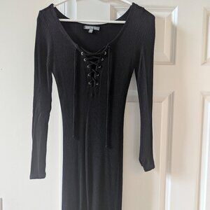 American Eagle Outfitters Don't Ask Why Black Lace Up Dress